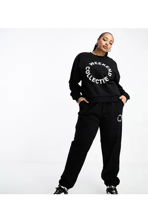 ASOS Curve - Joggers oversize neri con logo in coordinato