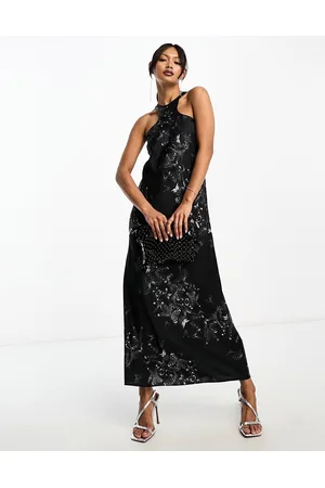 AllSaints Betina Diana - Vestito lungo allacciato al collo con stampa