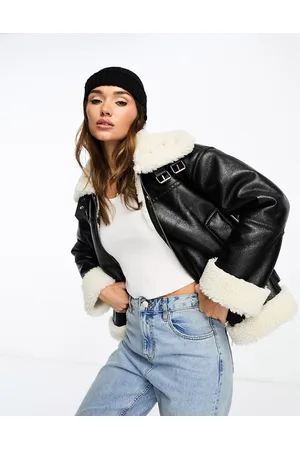 Stradivarius Giubbotto oversize stile aviatore con colletto a contrasto