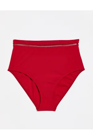Figleaves Slip bikini a vita alta con dettagli a rete rossi