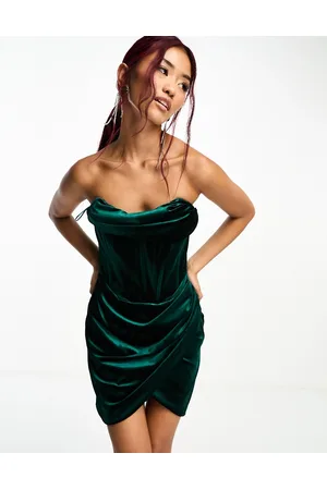 Bardot Vestito corto in velluto bosco