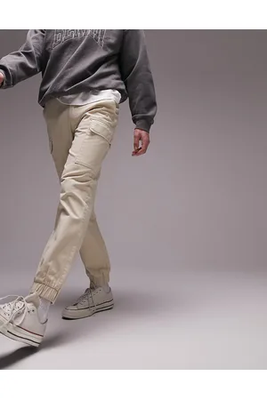 Topman Pantaloni cargo skinny color pietra con due tasche