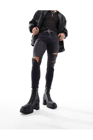 ASOS Stivaletti Chelsea con tacco e plateau in pelle sintetica nera con zip