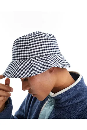 French Connection Cappello da pescatore a quadretti e bianchi