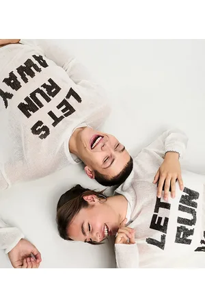 COLLUSION Maglione stile skate in maglia sottile con scritta