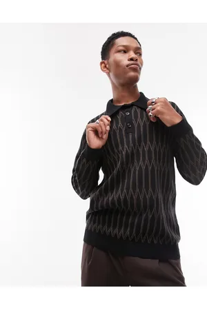 Topman Polo elegante marrone geometrica