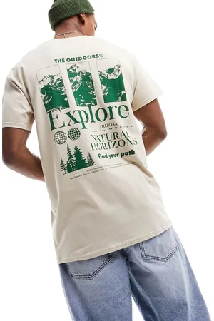 New Look T-shirt color pietra con scritta "Natural Horizons"