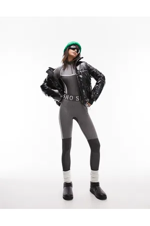 Topshop Sno - Leggings base layer da sci senza cuciture neri a pannelli