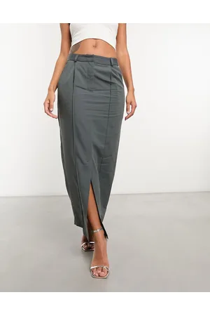 Closet Gonna lunga a tubino con spacco grigio antracite