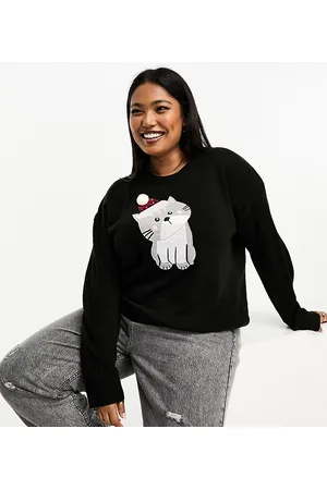 Brave Soul Plus - Maglione natalizio con gatto