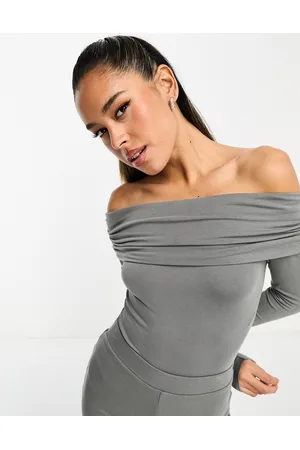 ASOS Body minimal con scollo alla Bardot risvoltato in cotone e modal
