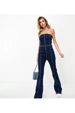 In The Style Esclusiva - Tuta jumpsuit di jeans a fascia a zampa scuro
