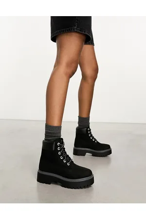 Timberland Stivali premium da 6" in pelle nabuk neri con suola platform rialzata