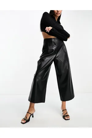 French Connection Pantaloni neri in pelle sintetica