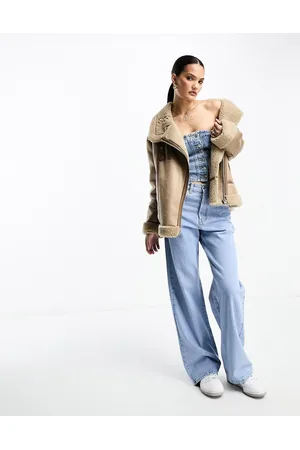 Stradivarius Giacca stile aviatore color cuoio vintage con profili a contrasto
