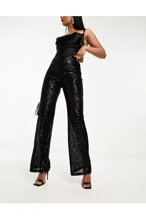 Ax Paris Pantaloni dritti neri con paillettes