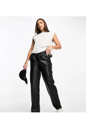 ASOS ASOS DESIGN Tall - Pantaloni neri in pelle sintetica con gamba a cilindro