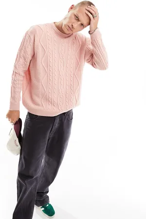 ASOS Maglione super oversize pesante a trecce rosa