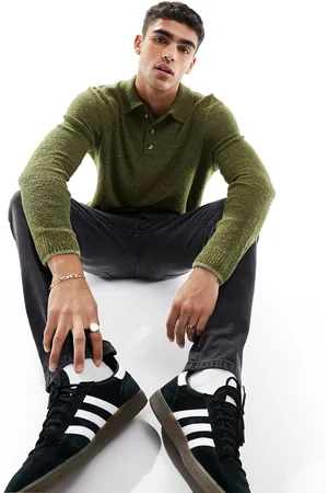 ASOS Maglione stile polo comodo in maglia bouclé scuro