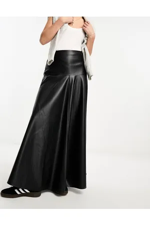 Miss Selfridge Maxi gonna in pelle sintetica nera