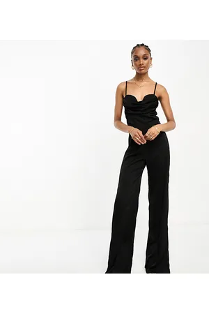 Jaded Rose Tuta jumpsuit a corsetto in raso nera