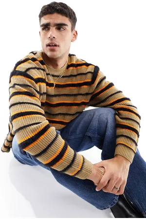 ASOS Maglione oversize soffice color pietra e nero a righe