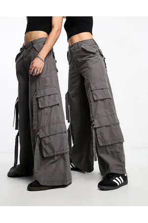 COLLUSION Unisex - Pantaloni parachute cargo grigi