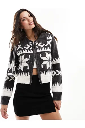 ASOS Cardigan con motivo Fair Isle e zip doppia