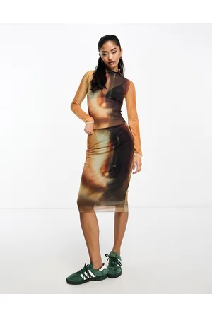 Monki Gonna midi in rete con stampa con occhio in coordinato