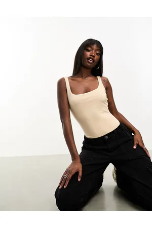 NaaNaa Body beige doppiamente foderato con scollo squadrato