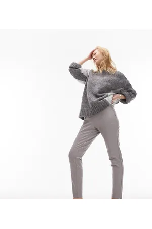 Topshop Pantaloni skinny grigi in pelle sintetica