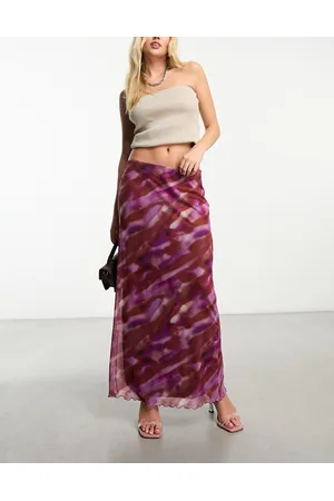 Pieces® Gonna lunga in rete tie-dye slavato