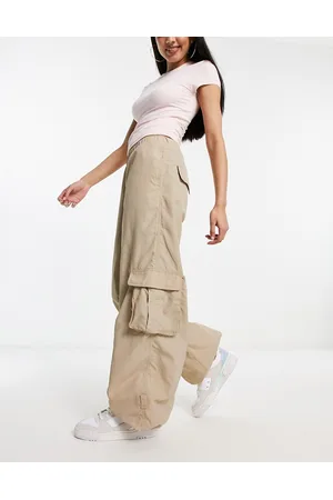 Urban classics Pantaloni cargo beige stile paracadutista in nylon
