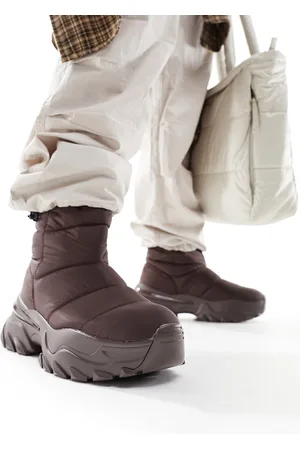 ASOS Stivali in nylon imbottiti marroni con suola spessa