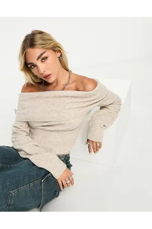 Weekday Lolo - Maglione beige mélange a spalle scoperte