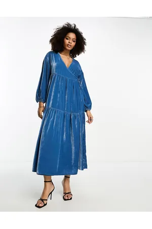 ASOS Vestito midi a portafoglio in velluto