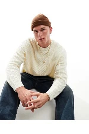 ASOS Maglione lavorato a trecce color crema oversize extra largo