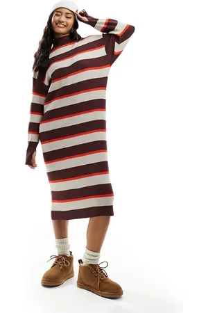 Object Vestito maglione midi accollato a righe rosse