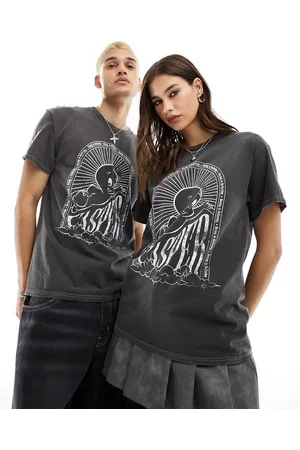 Reclaimed T-shirt unisex antracite slavato con stampa Casper su licenza