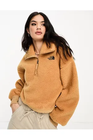 The North Face Platte High - Pile pesante beige con zip corta
