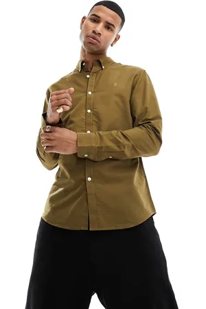 Farah Brewer - Camicia slim fit kaki