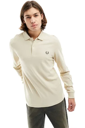 Fred Perry Polo a maniche lunghe color caramello scuro con logo
