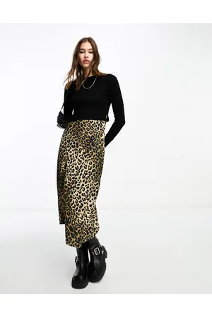 AllSaints Hera - Vestito sottoveste midi e maglione 2 in 1 e leopardato