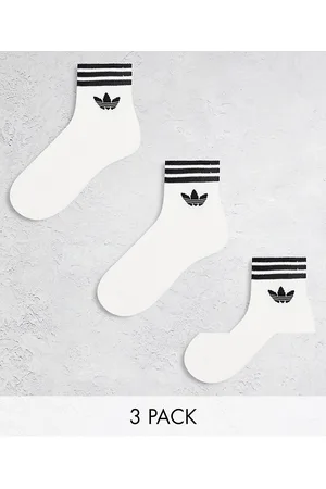 adidas Adicolor Trefoil - Confezione da 3 paia di calzini alla caviglia bianchi