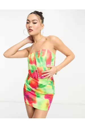 Missyempire Top a corsetto con stampa astratta in coordinato