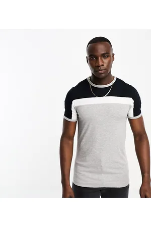 French Connection Tall - T-shirt color block chiaro, bianco e blu navy
