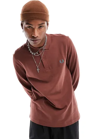 Fred Perry Polo a maniche lunghe whisky con logo