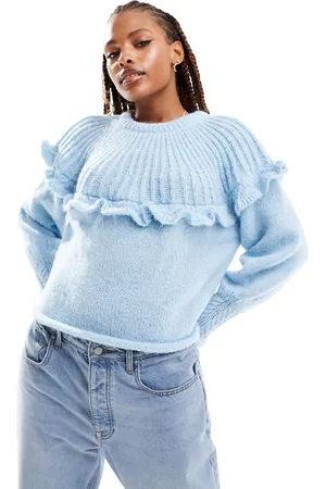 Pieces® Maglione azzurro con volant