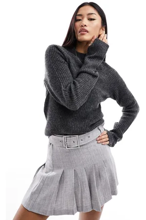 Pieces® Maglione accollato antracite a coste