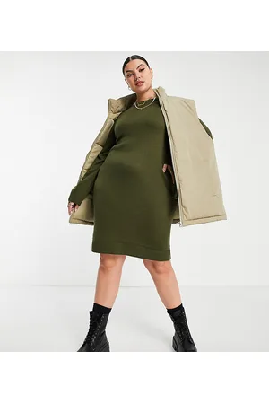 Brave Soul Plus - Grunge - Maglione girocollo squadrato kaki